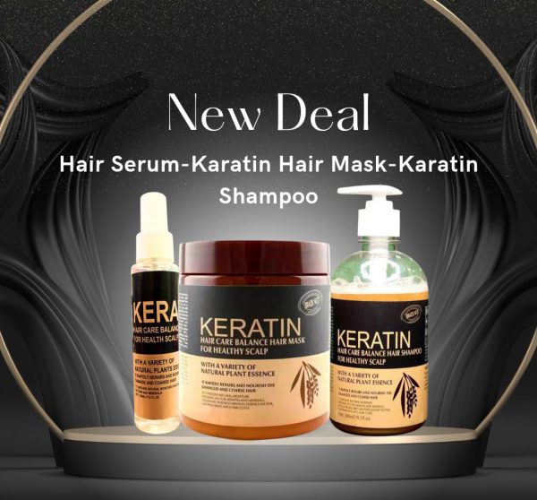 Pack Of 3 Items Keratin Hair Mask| Keratin Shampoo| Keratin Hair Serum